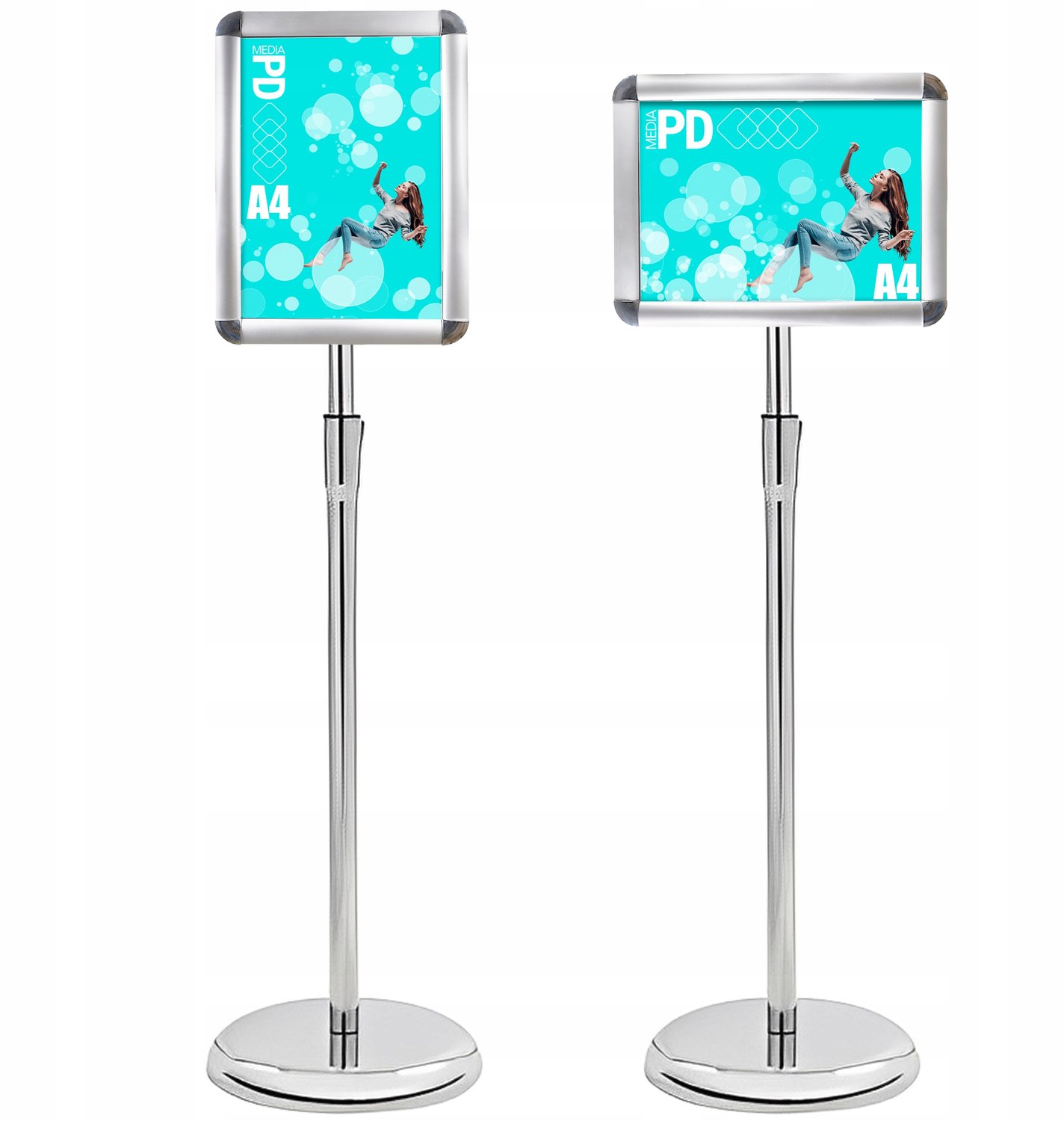 Zilveren A4 Klapframe Display met Verstelbare Standaard