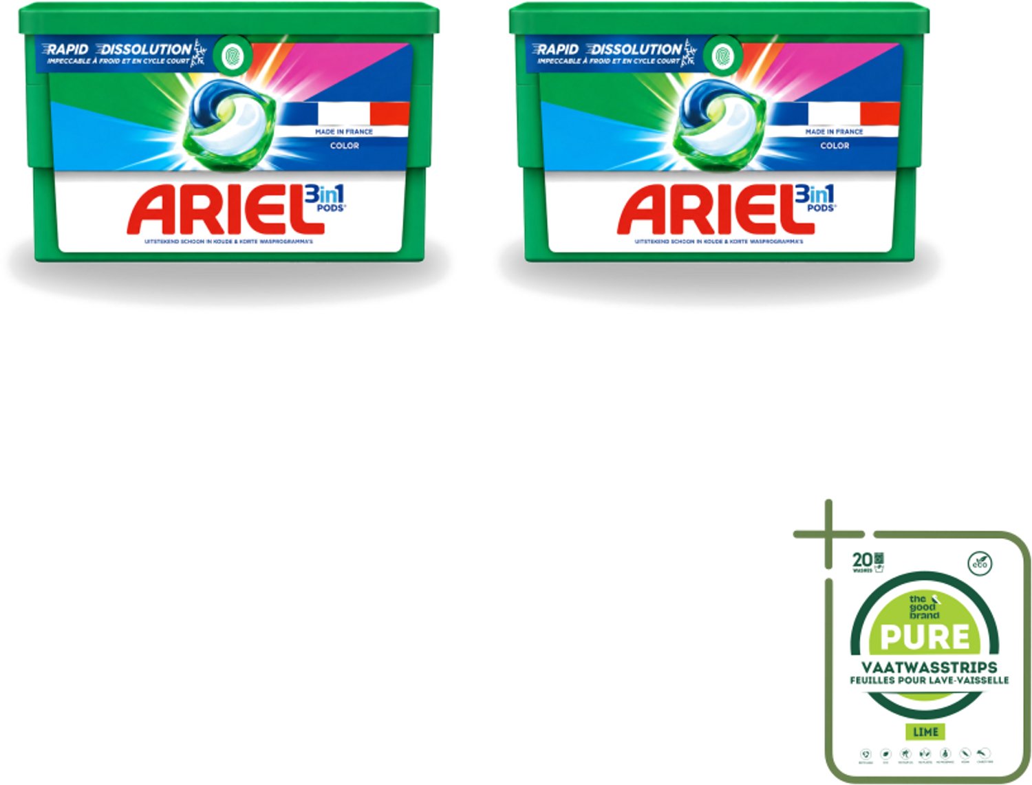 2 x Ariel Color - Wasmiddelcapsules - 3in1 Pods - Gekleurde Was - 19 Wasbeurten - Grootverpakking - Vaatwasstrips - Wasmiddelcapsules - Gekleurde Was - 3 In 1 - Wasbeurten - Vlekverwijdering
