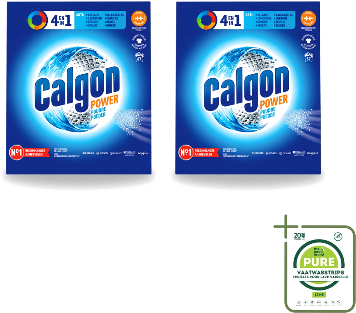 2 x Calgon - Wasmachinereiniger - Tegen Kalkaanslag / Corrosie / Wasmiddelresten / Geuren - 67 Wasbeurten - Grootverpakking - Vaatwasstrips - Wasmachine Reinigen - Kalkvoorkomen - Corrosie Voorkomen - Wasmiddelresten Verwijderen - Geuren Verwijderen