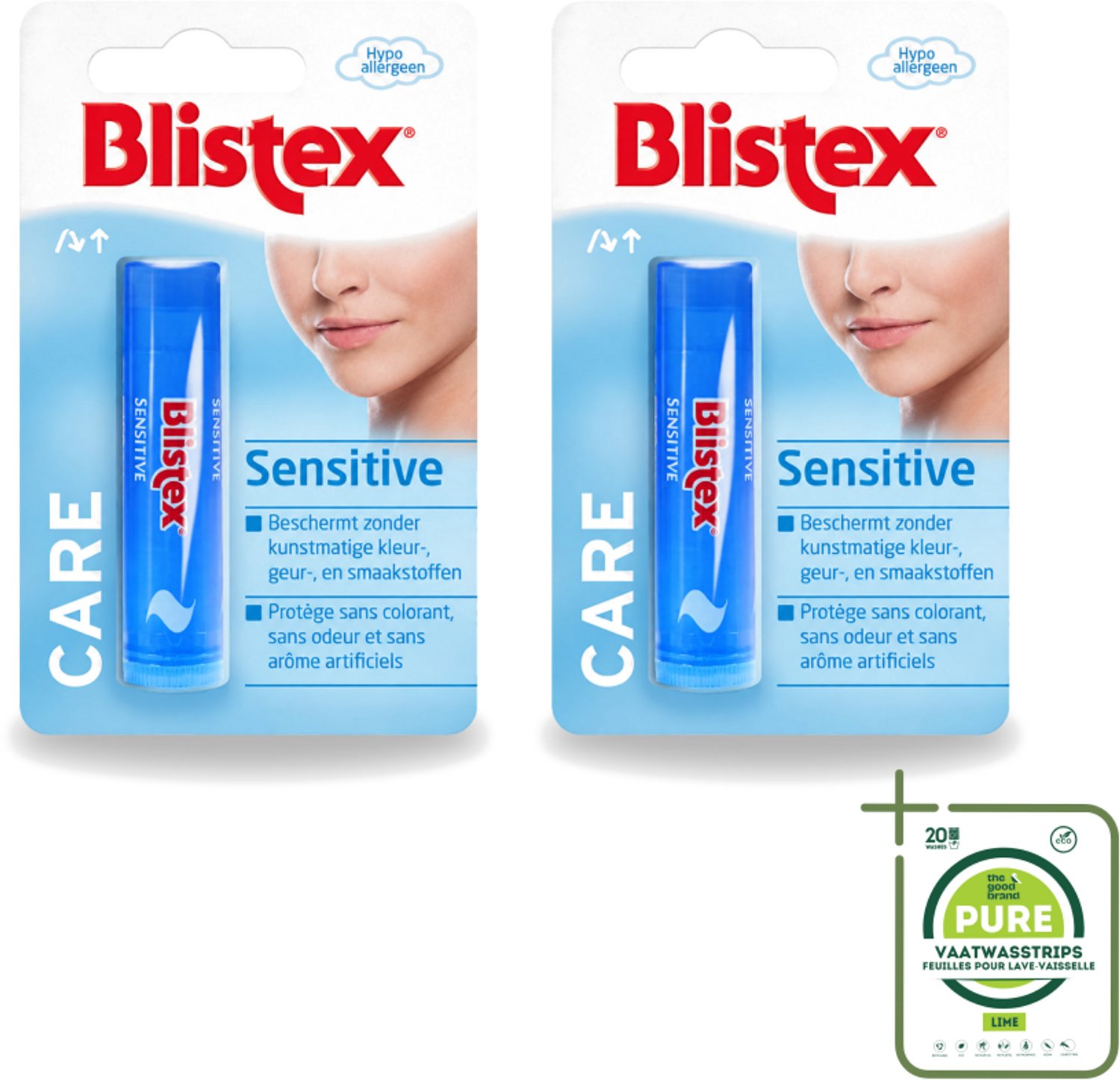 2 x Blistex - Lippenbalsem - Zonder Kleur, Geur & Smaakstoffen - Grootverpakking - Vaatwasstrips - Lippenbalsem - Gevoelige Lippen - Geurloos - Smaakloos - Uitdroging