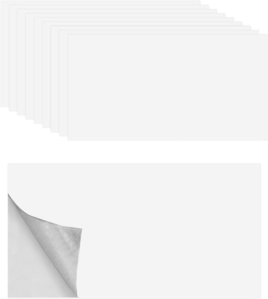 Tegels voor keuken, marmer, 10 stuks, tegelstickers, 60 x 30 cm, zelfklevende tegels, waterdicht, wandpanelen, zelfklevend voor keukenachterwand, badkamer, woonkamer (zuiver wit)