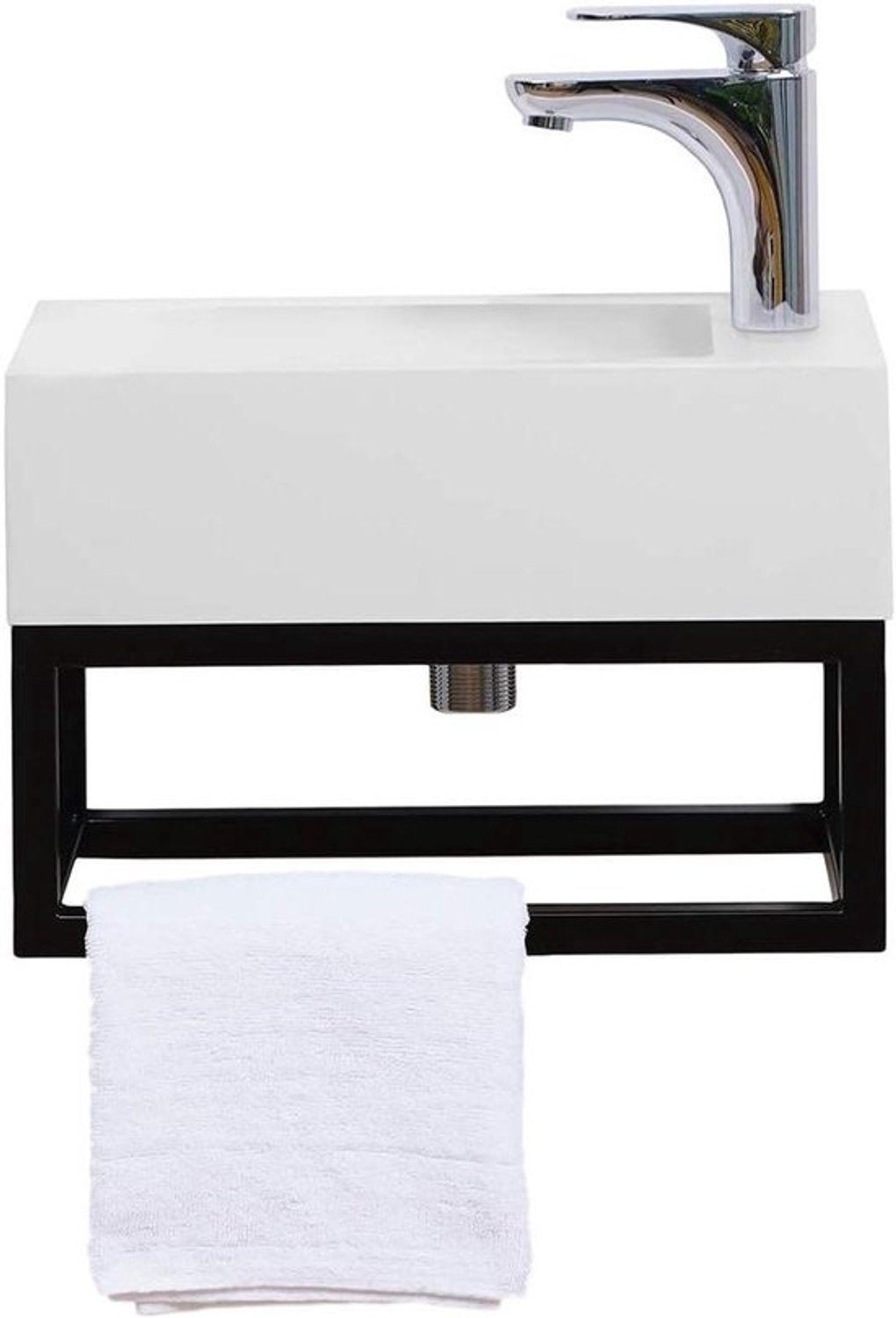 Toiletwastafel Gasten - Kleine Wasbak - Ruimtebesparend - Industrieel Design Frame - 40 x 22 cm - Mat Zwart