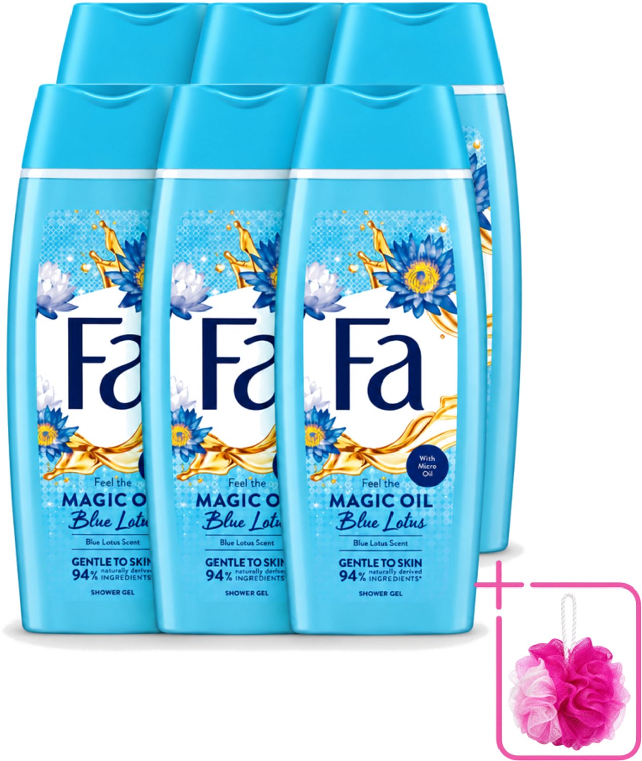 6 x Fa - Douchegel - Magische Olie - Blue Lotus Geur - 250 ml - Bulkverpakking - Douchegel - Douchemop - Hydratatie
