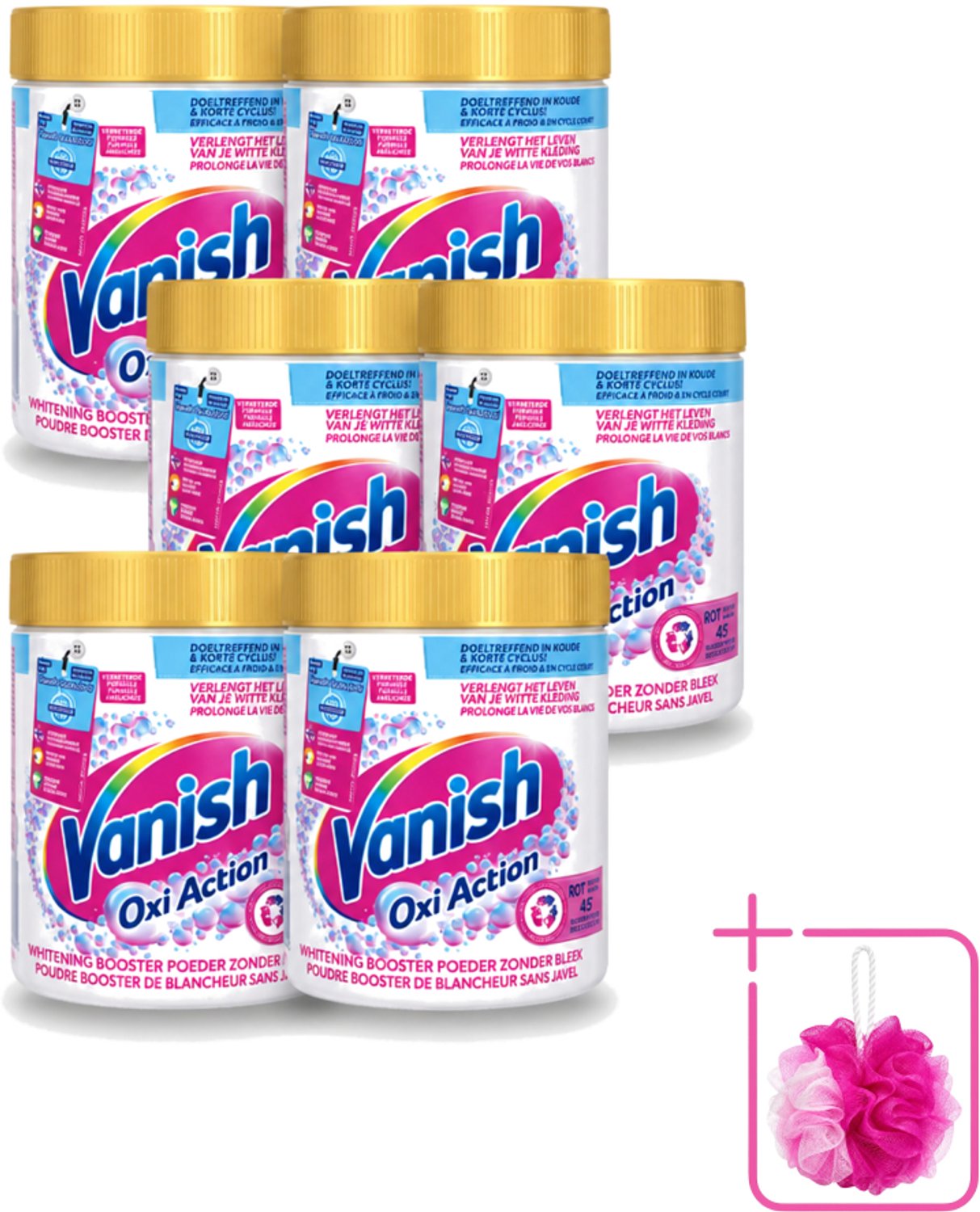 6 x Vanish Oxi Action - Vlekkenverwijderaar - Wasbooster - Zonder Bleek - Witte Was - 530 Gram - Bulkverpakking - Vlekkenverwijderaar - Douchemop - Wasbooster