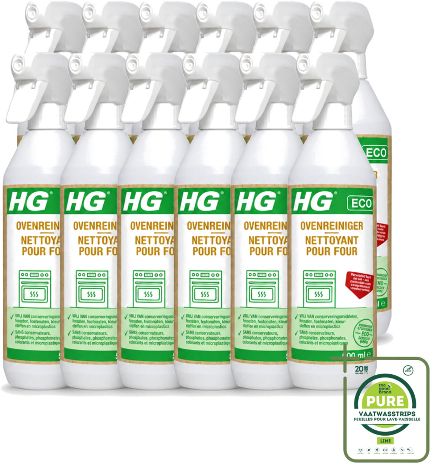 12 x HG ECO - Ovenreiniger - Verwijdert Snel & Effectief - Duurzaam & Ecologisch - 500 ml - Grootverpakking - Oven Reinigen - Vet Verwijderen - Oven Reiniger - Eco Oven Reiniger - Aangebrand Vet Verwijderen