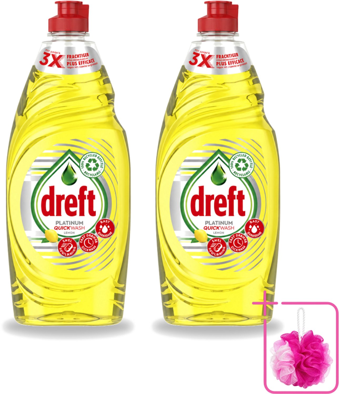 2 x Dreft Platinum Quickwash - Vloeibaar Afwasmiddel - Citroen- 625 ml - Bulkverpakking - Snel reinigen - Vaat reinigen