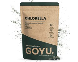 GOYU Chlorella 3000 mg per dagdosering Biologisch 300 Tabletten - Algen - Spirulina tabletten - Chlorophyll - Vegan - Zonder toevoegingen - Lab getest - 75 dagen per zakje