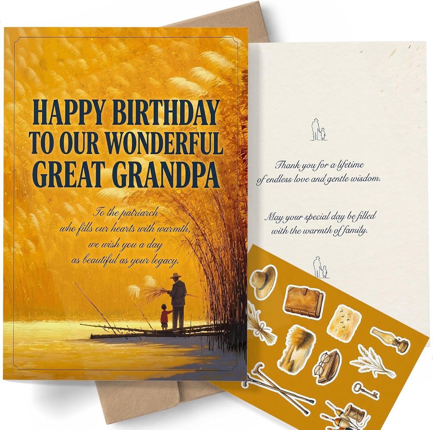 Verjaardagskaart grote opa A5 - dubbelzijdige print - inclusief kraft envelop & stickervel - sentimentele boodschap - ShopVlot