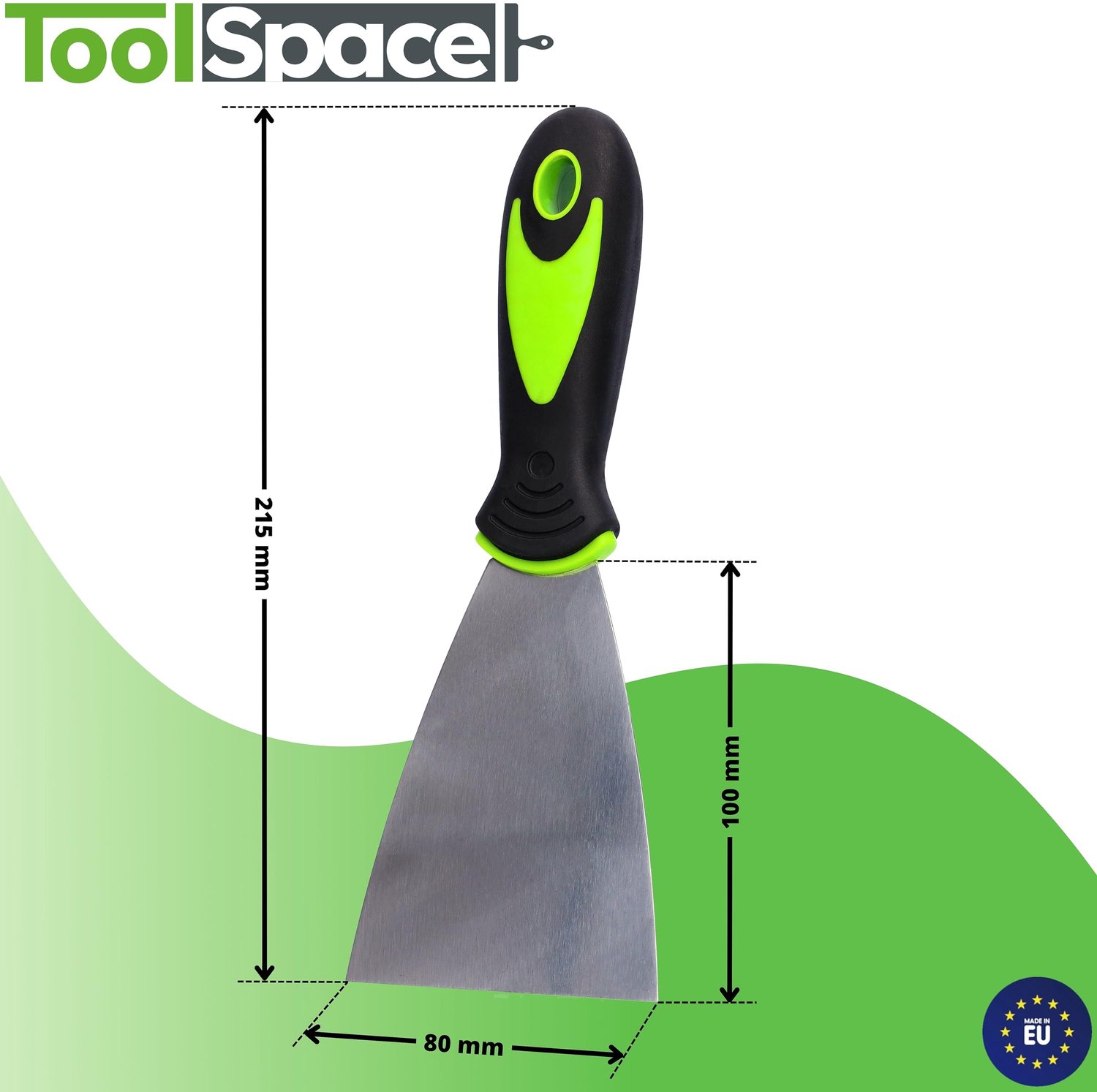 ToolSpace Professional Plamuurmes Roestvrij Staal met Plastic Handvat Plamuurmes Professioneel - Plastic Spatel 80mm