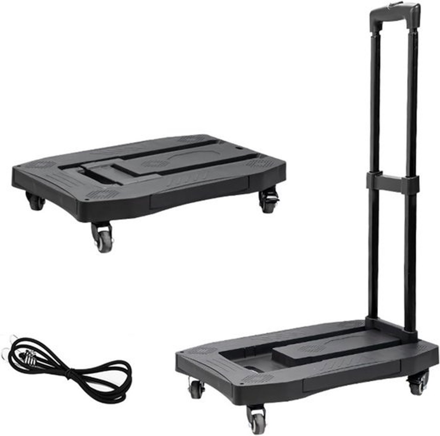 Steekwagen Opvouwbaar - Dolly Kar - Vervoeren van Zaken - Uitschuifbare Laadbasis - 330 lbs Capaciteit - Zwart