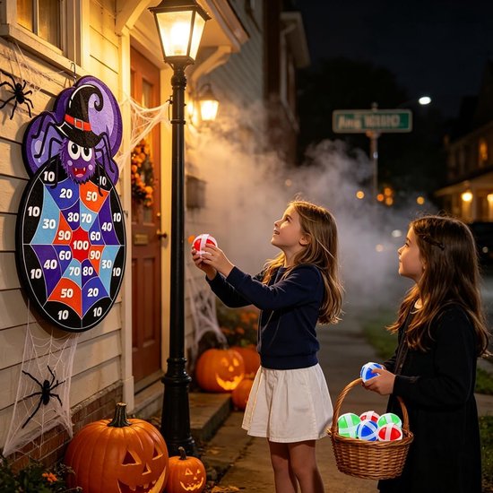 Halloween-dartbord - 12 kleverige ballen - veilig klittenband - leuk voor binnen en buiten - Homevero — afbeelding 4