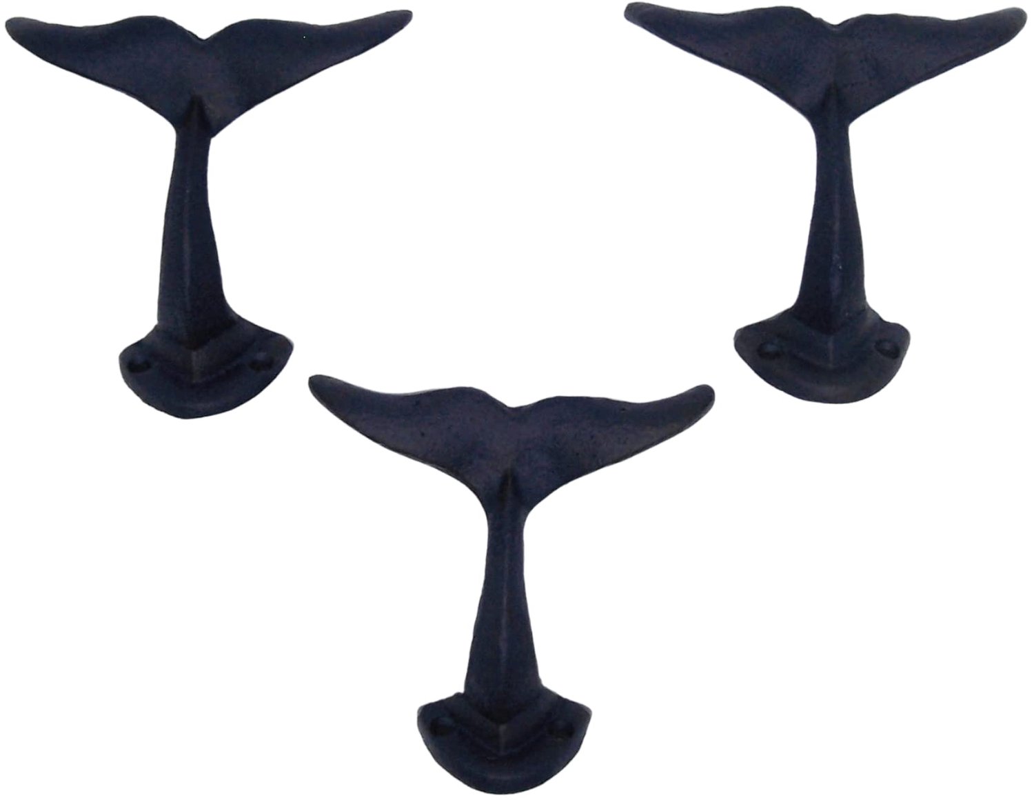 Walvis Staart Haken - Decoratieve Ophangers - Nautische Decoratie - Gietijzeren Constructie - 4.75 Inch Hoog - Marineblauw