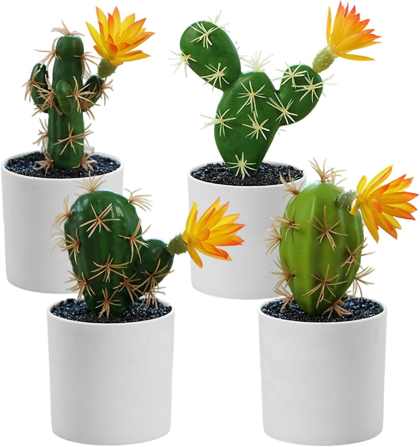4 kunstcactus bonsai potdecoratie van kunststof - ShopVlot