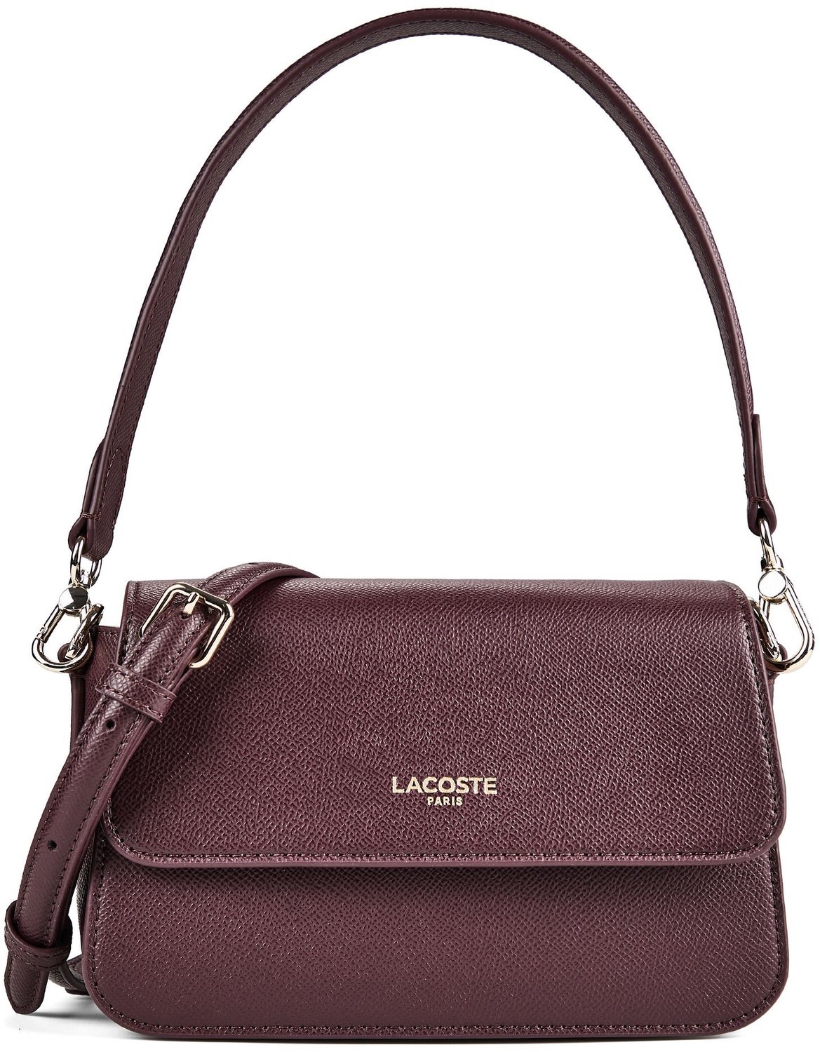 LACOSTE Leren schoudertas Champs-Élysées Flap Crossover Bag Oxalis donkerpaars