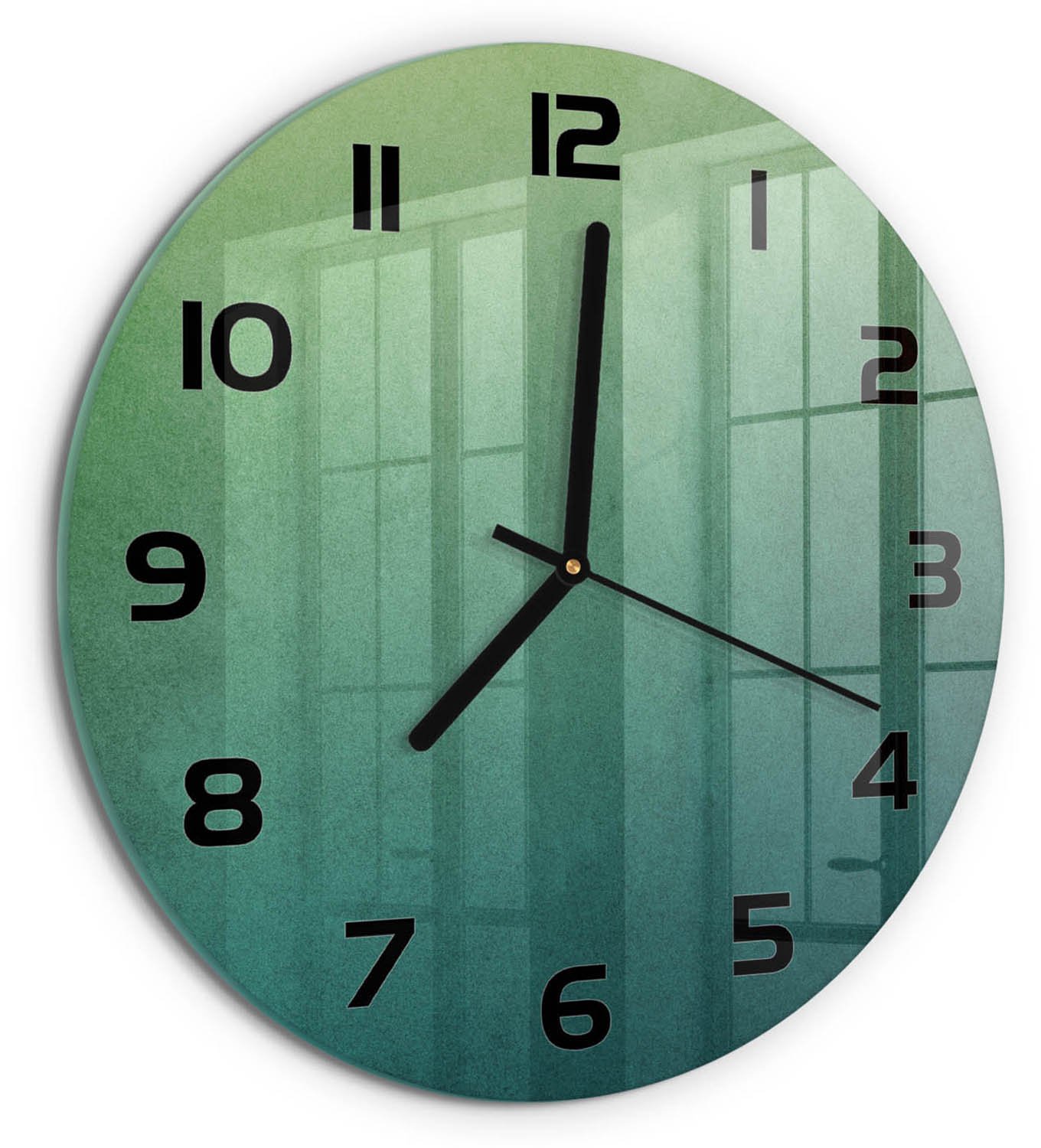 TULUP Wandklok - Zeegradiënten Klok Glas Met Opdruk - fi30 cm - Veelkleurig Moderne Wandklok Glas - Zwarte handen - Ronde Klok - Decoratieve Glazen Klok - Glazen Wandklok Design