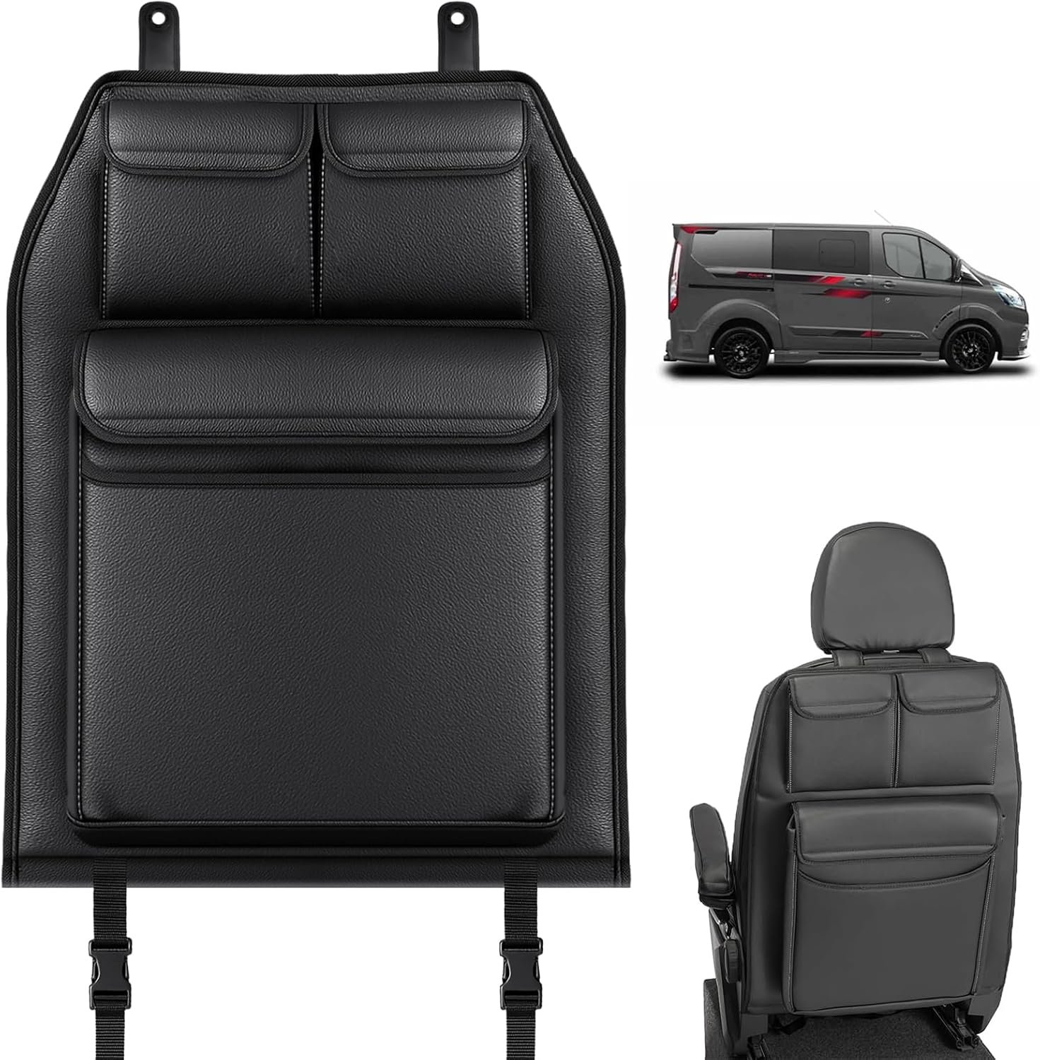 Kofferbakorganizer voor Ford Transit Custom - Vouwbare Rugleuningbeschermer - 3 Opbergvakken - Ideaal voor Reizen - ShopVlot
