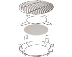 Kamado Multi Level Grill Verdeler XXL 26 inch – Kamado Barbecue Accessoires – Divide & Conquer Cooking System - RVS Grillroosters + Keramische Heat Deflectors