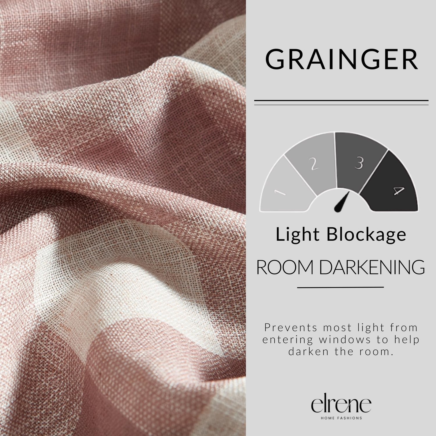Elrene Home Fashions Boerderij Living Grainger Buffalo-Check Verduisterend Gordijn, Woonkamer en Slaapkamer Drape met - ShopVlot