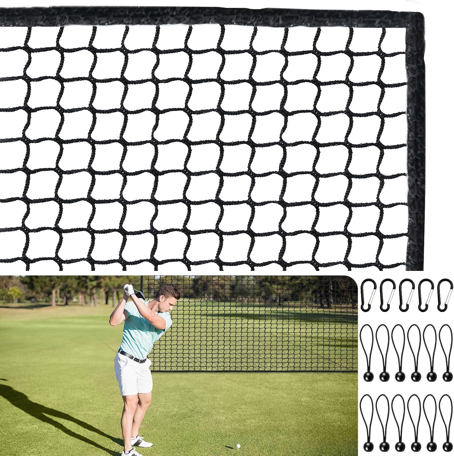 Golf Trainingsnet 3×3 m - Sterk Polyester Oefennet - Inclusief Bevestigingshaken - Ideaal voor Tuin en Garage - ShopVlot