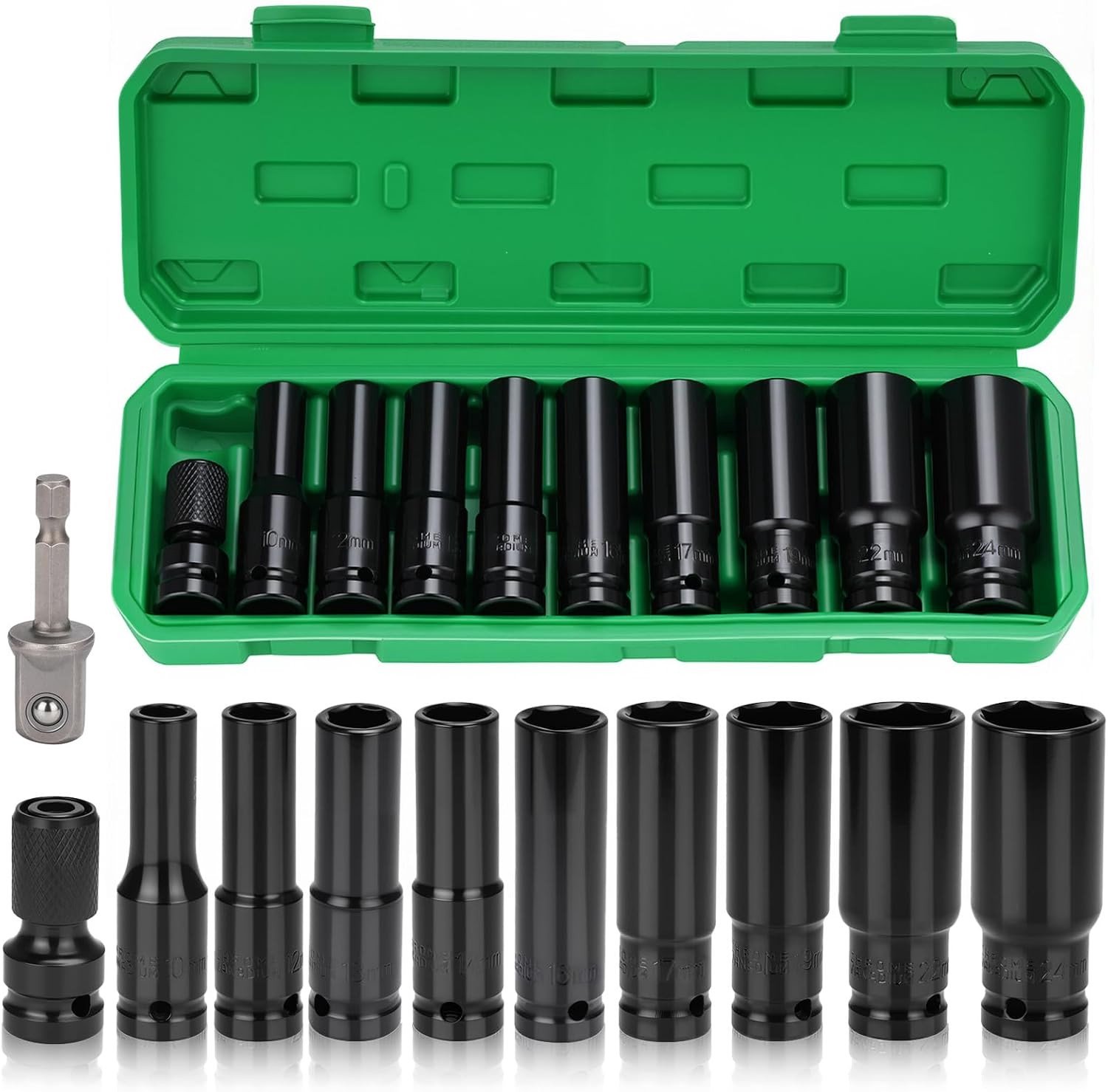 Compleet 11-delig 1/2-inch slagmoerkits met diverse accessoires voor professioneel gebruik