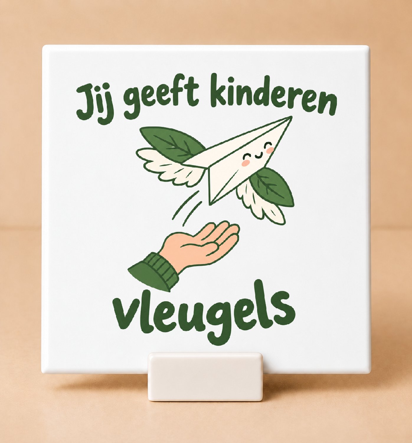 Bedruk King Schattige Dag van de Leraar Bedanktegel – Kawaii Motivatie Tegel voor Onderwijs en Leerkrachten - 15 x 15 cm met houder Wit