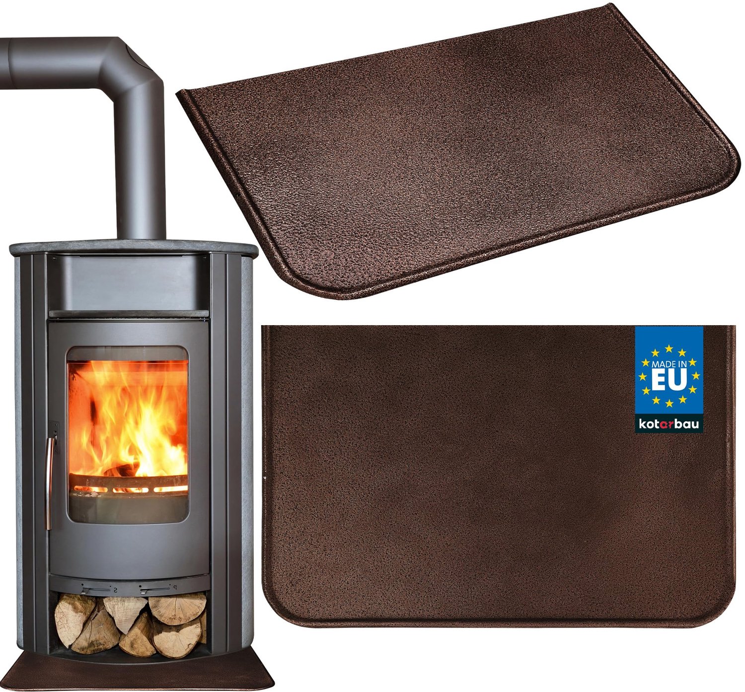 KOTARBAU® Kachel Vloerplaat 60x40 cm - Vloerplaat voor Open Haard Brandwerende Open Haard Mat - Brandvertragend Haardpad - Gepoedercoat Staal - Antiek Koper
