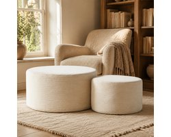 CHICFURN Hocker - multifunctioneel - gestoffeerd - 2-delig - Beige