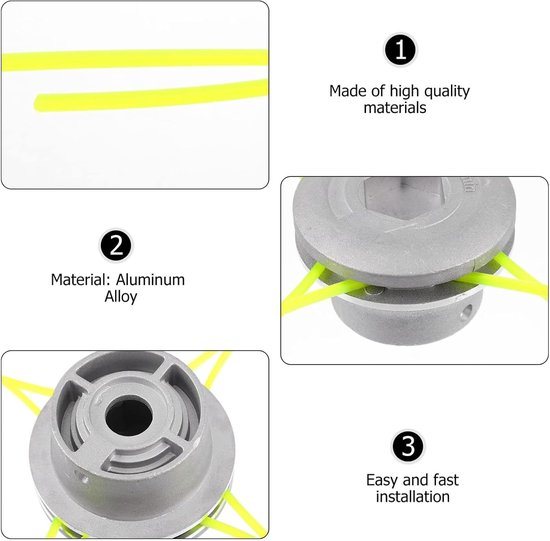 Aluminium Grastrimmerkop met Dubbele Draad, Universele Vervangingsspoel voor Grasmaaier, Ideaal voor Tuin en Terrasonderhoud — afbeelding 2