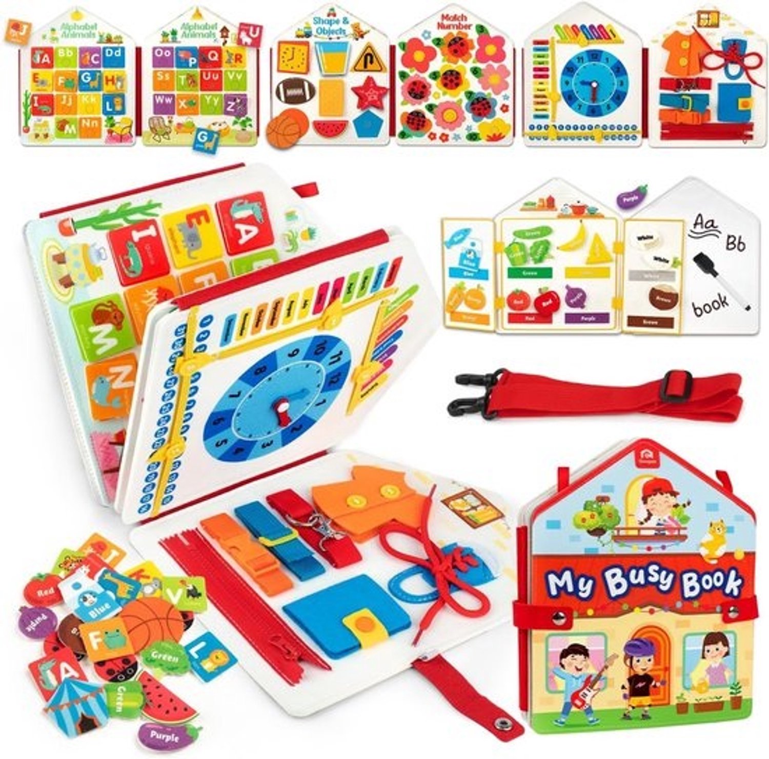 Zintuiglijk Boek - Activiteitenboek van vilt - Fijne motoriek - Montessori-educatief - 12 cm - Multicolor
