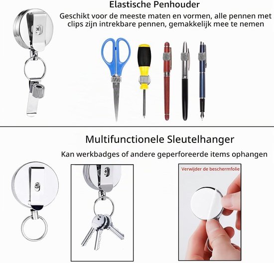 Retractable Pen Holder met Badge Reel en Verstelbare Ring - Perfect voor Verpleegkundigen en Professionals — afbeelding 3