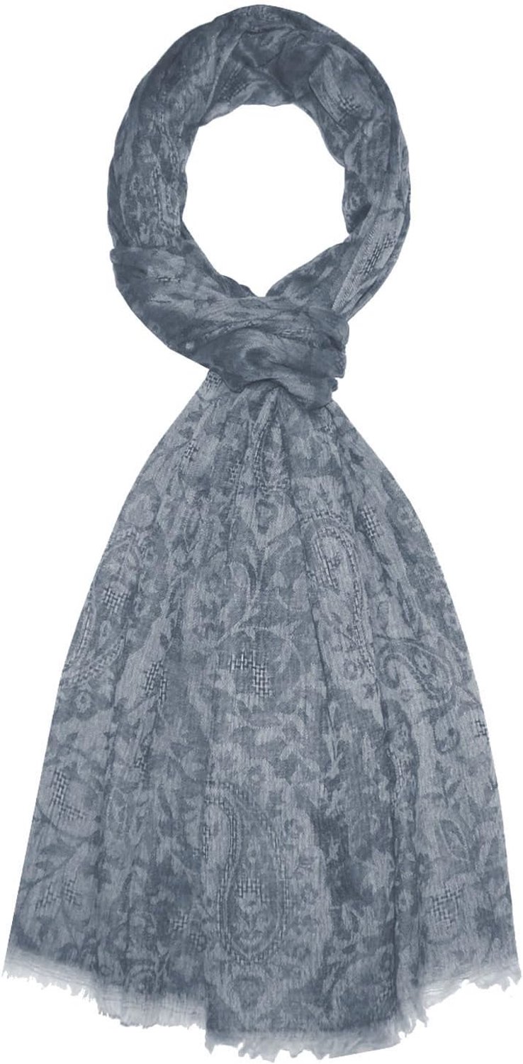 Lorenzo Cana Heren Sjaal - 100% Cashmere, Jacquard Geweven Paisley, Middengrijs