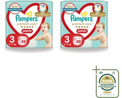 2 x Pampers – Luierbroekjes – Premium Care Pants Maat 3 – 48 Luiers - Wasstrips - Luier - Luierbroek - Luier Voor Baby - Luier Voor Kind - Droge Billetjes