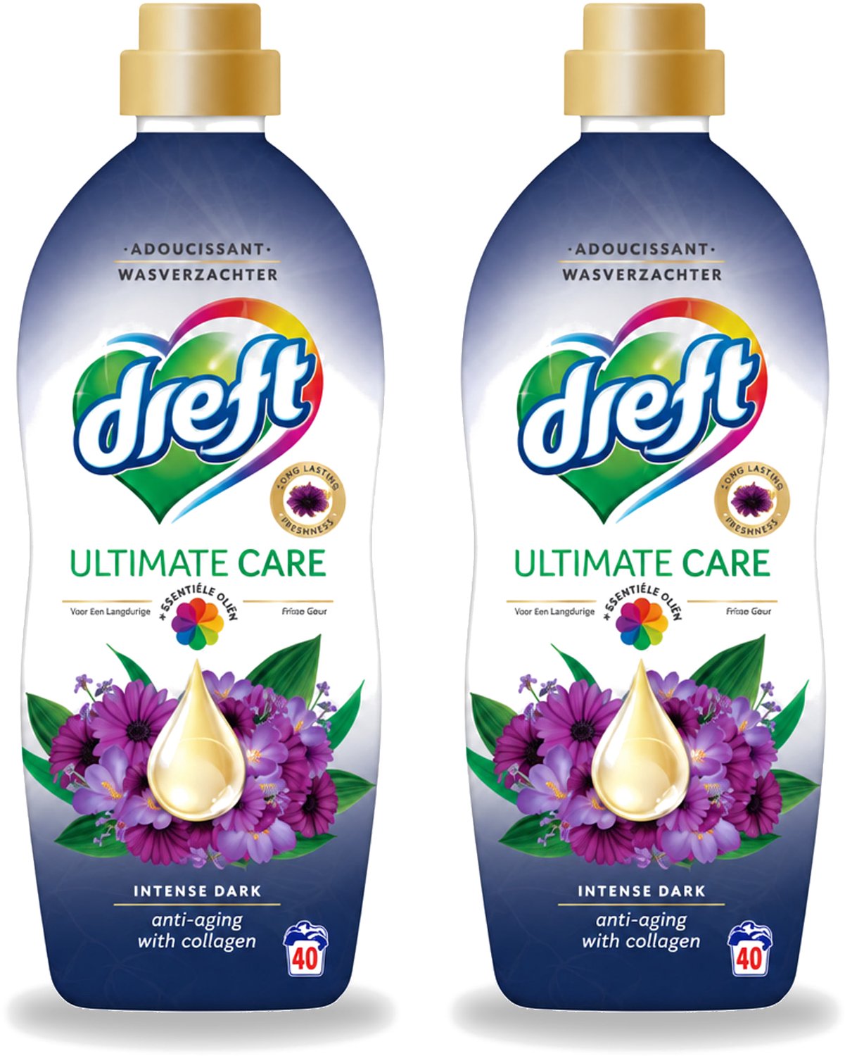 2 x Dreft – Wasverzachter – Ultimate Care Intense Dark – 40 Wasbeurten - Voordeelverpakking - 2 stuks