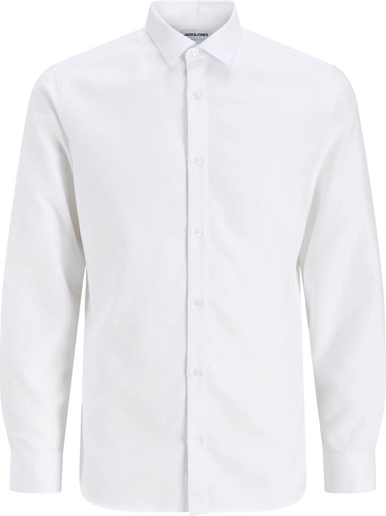 Wit slim fit overhemd van Jack & Jones met knoopsluiting en klassieke kraag.