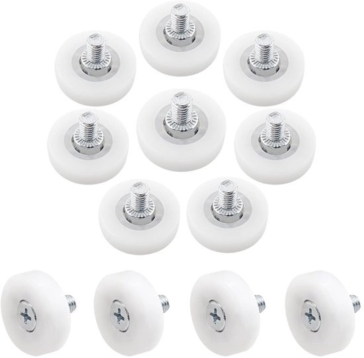 Laderolletjes - Set wieltjes - Reparatie van lades - Stille werking - 25mm wieldiameter - Wit