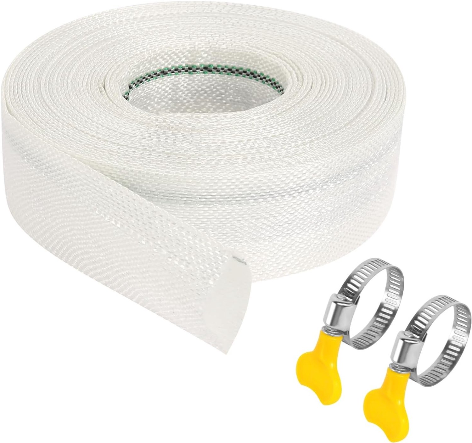 20 m x 32 mm Woven Slang voor Afvoer, Tuinirrigatie en Industrie met 2 Klemmen voor Vijvers en Tuinen