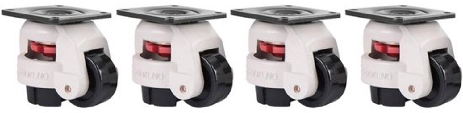 Zwenkwielenset - Nivellerende rollen - Machineondersteuning - Intrekbaar - 5 cm - 750 kg - Zwart