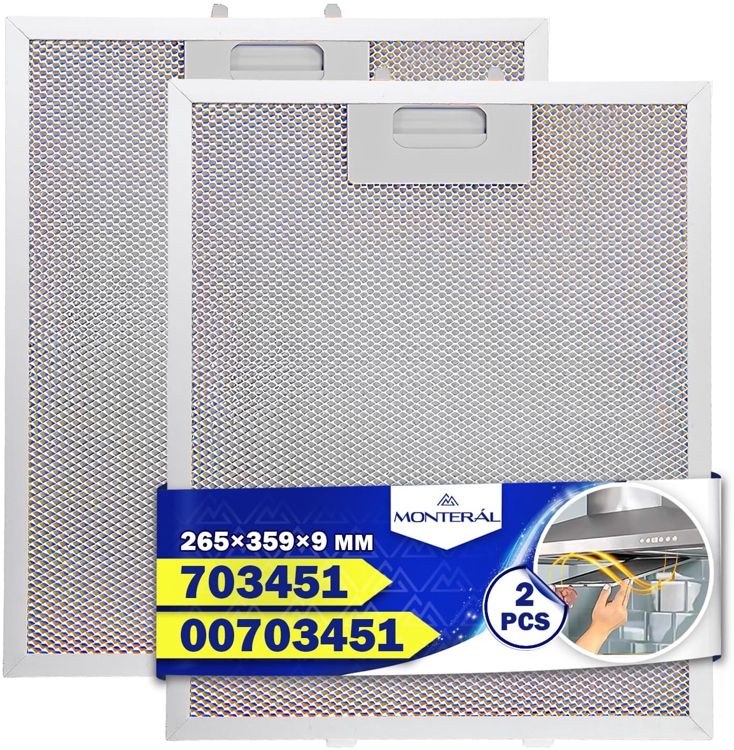 Aluminium Filters voor Afzuigkap - 2 Stuks, Vetafstotend, 265 x 359 x 9 mm