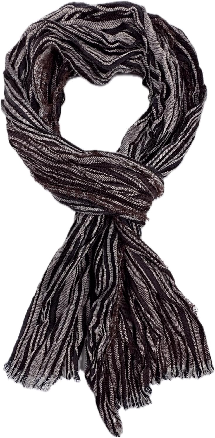 Dons sjaal katoen met streepjespatroon, bruin, 180x28 cm
