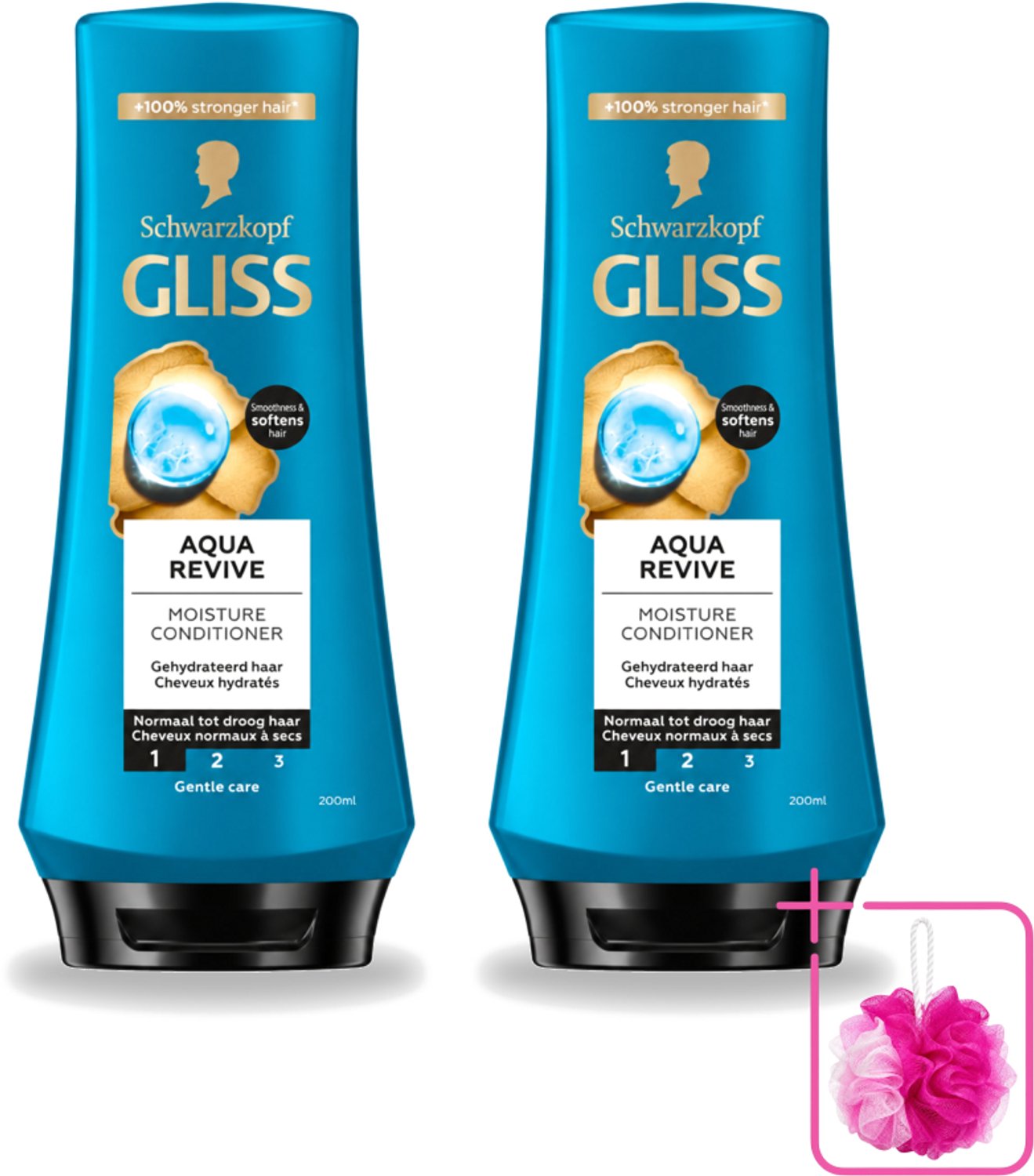 2 x Gliss - Hair Repair - Conditioner Aqua Revive voor Hydraterend en Fris Haar - 200 ml - Bulkverpakking - Haar hyderatatie - Douchemop - Haar verfrissend