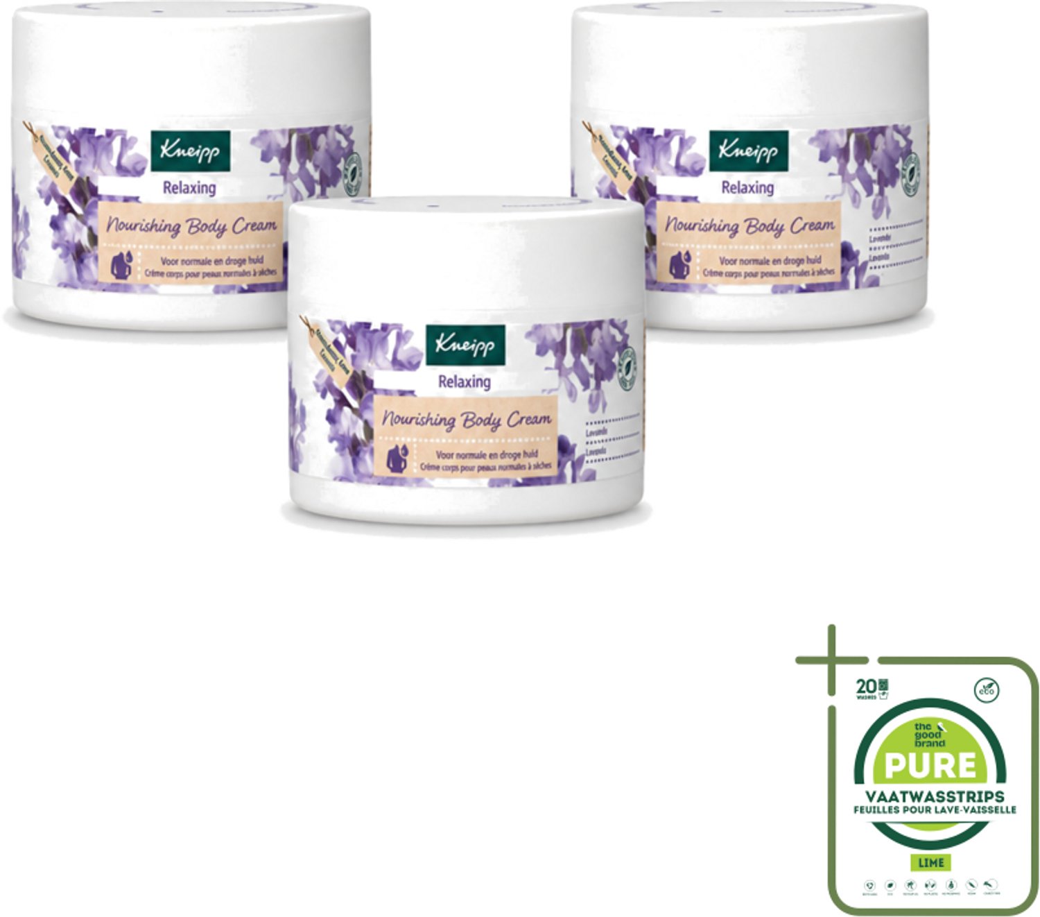 3 x Kneipp - Body crème - Relaxing - Lavendel - Rustgevende geur - 200 ml - Grootverpakking - Vaatwasstrips - Kneipp Bodycrème Relaxing Lavendel - Ontspanning - Rustgevende Crème - Lavendel - Shea Butter