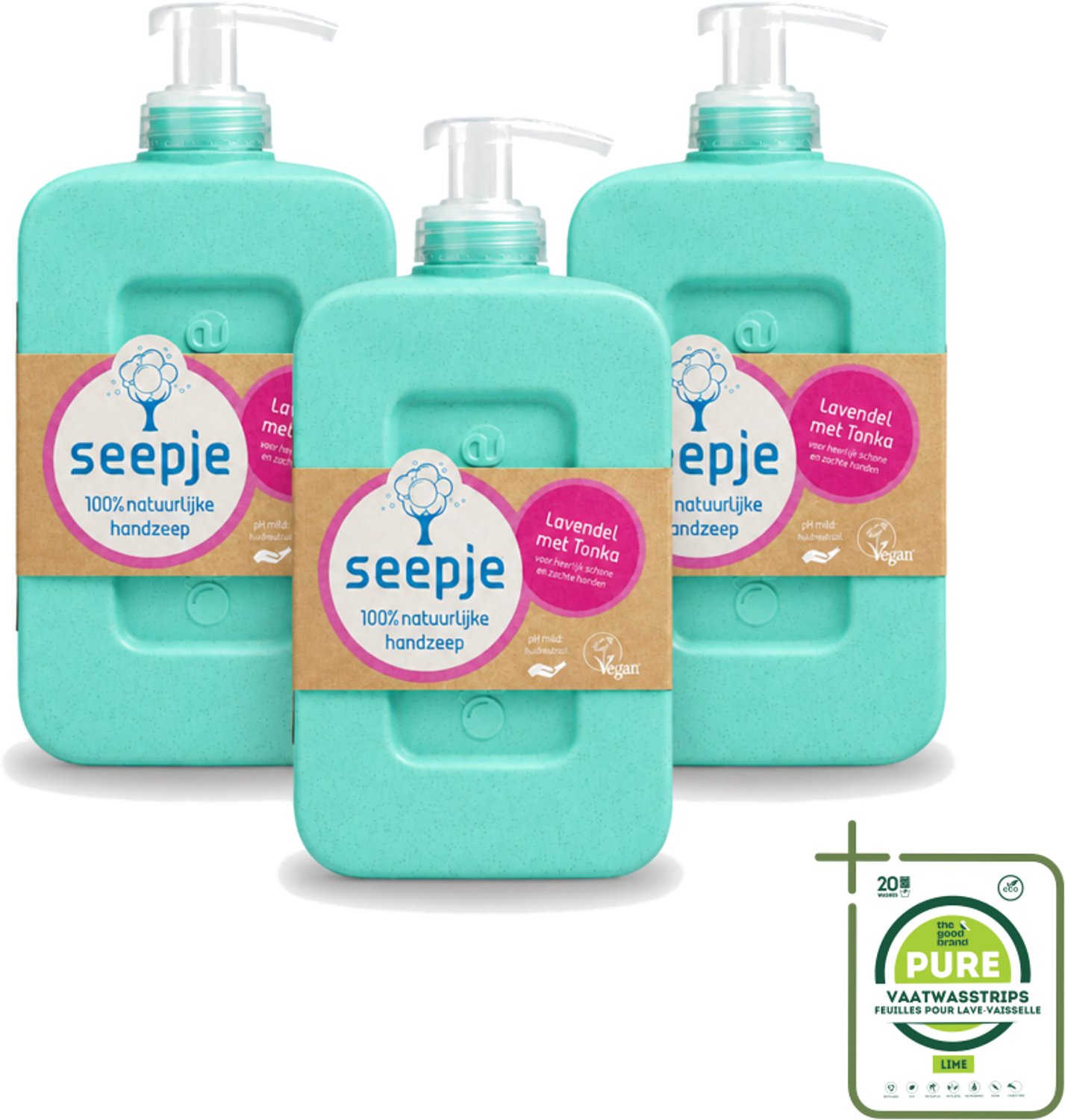 3 x Seepje - Handzeep - Zachte Geur - Lavendel met Tonka - 300 ml - Grootverpakking - Vaatwasstrips - Handzeep - Natuurlijke Handzeep - Handverzorging - Lavendel - Tonka
