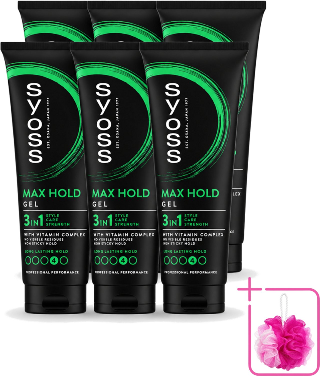 6 x Syoss - Max Hold - Haargel - Maximale Hold - 250 ml - Bulkverpakking - Haargel - Douchemop - Maximale hold