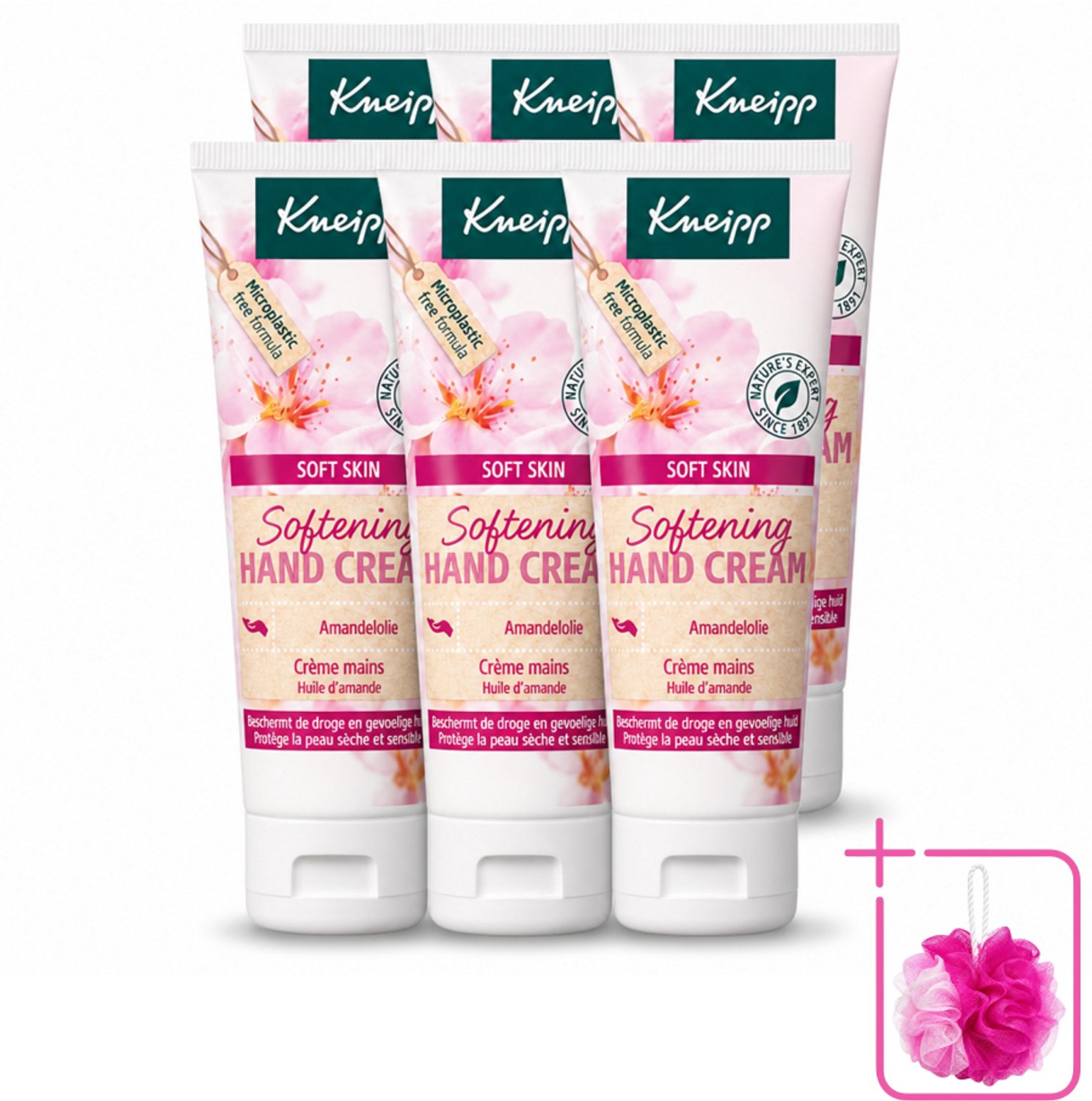 6 x Kneipp - Handcrème - Soft Skin - Amandelbloesem - 75 ml - Bulkverpakking - Handcrème - Douchemop - Droge handen