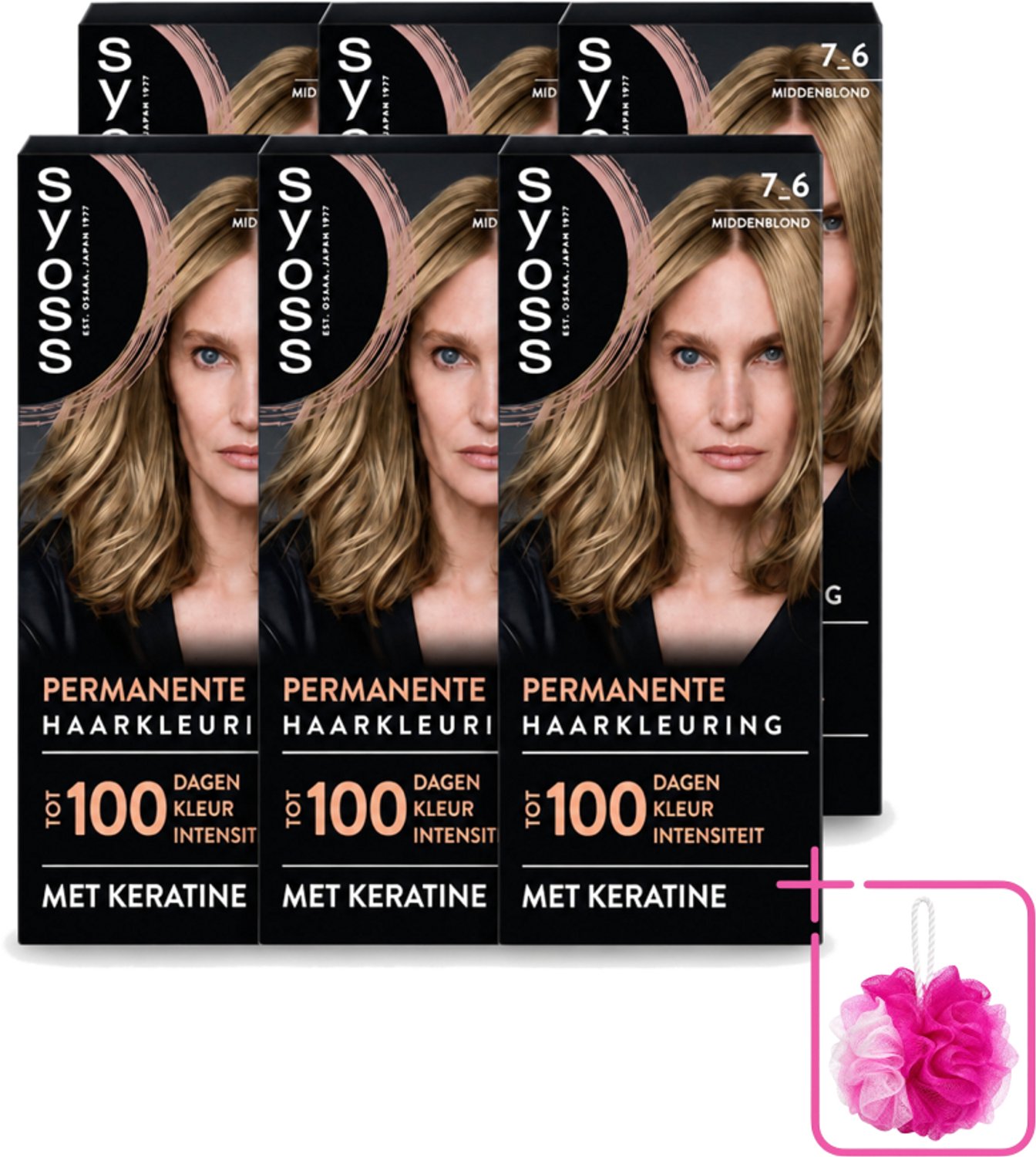 6 x SYOSS - Coloration 7-6 Middenblond - Haarverf - Grijsdekking - Vermindert Haarbreuk - Bulkverpakking - Permanente haarkleuring - Douchemop - Haarkleur