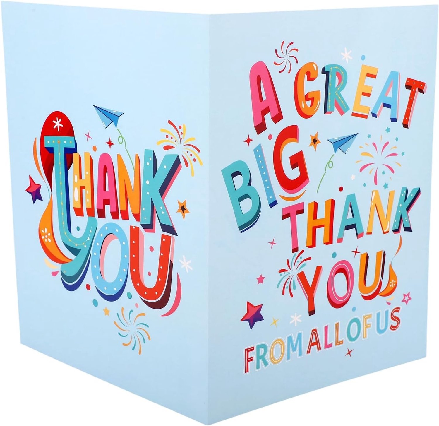 Wenskaart Grote Bedankkaart 40x27cm - Wenskaart zonder Tekst - Wenskaarten Set - Envelop - Karton - Blauw