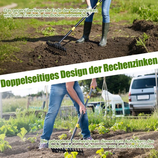 Tuinhark met Handvat - 190 cm Hark voor Bladeren, Grond en Onkruid — afbeelding 3