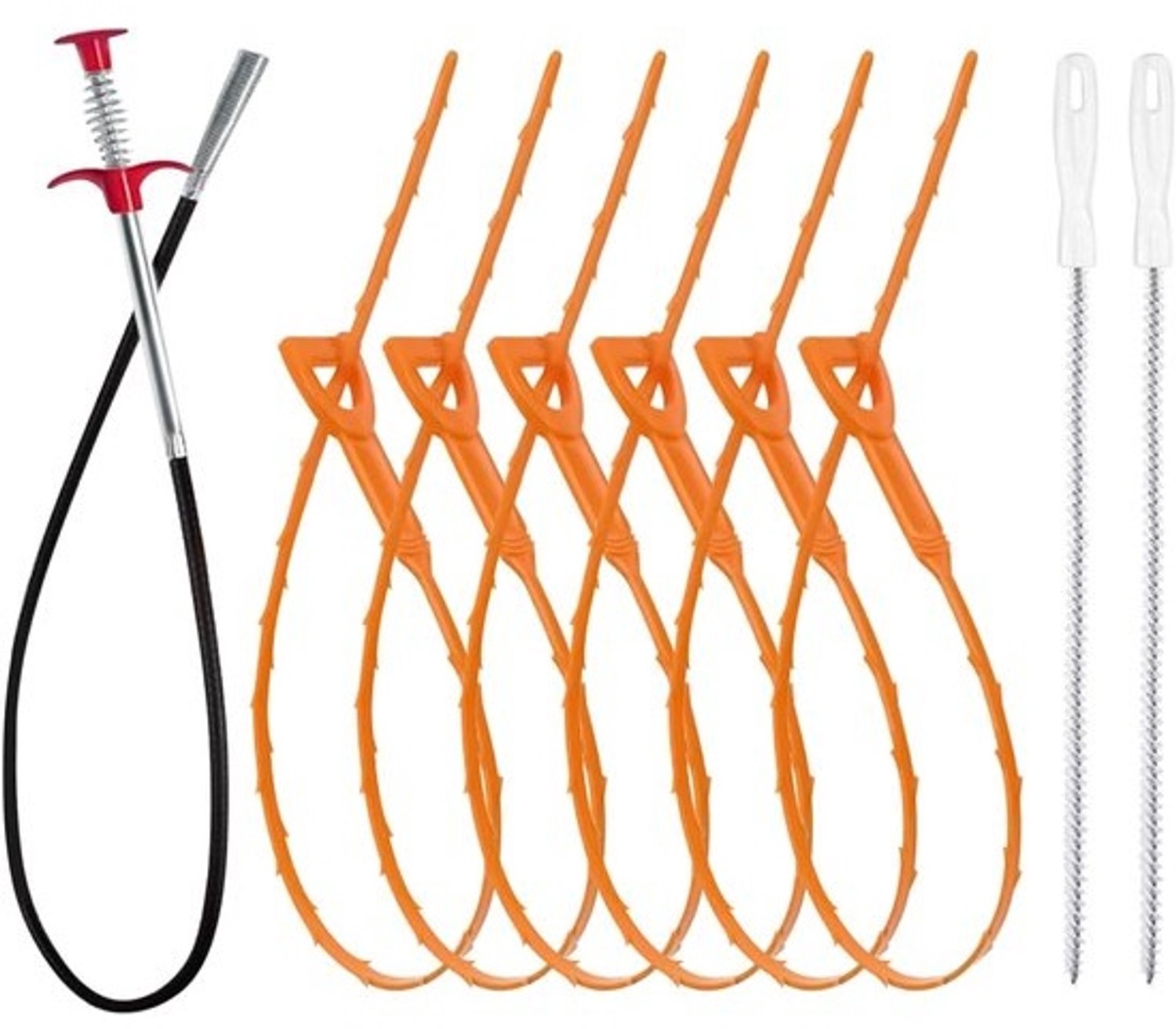 Wastafelontstopper set - Reiniger voor doucheafvoer - Verstoppingen verwijderen - Verstelbaar handvat - 9-delig - Multicolor