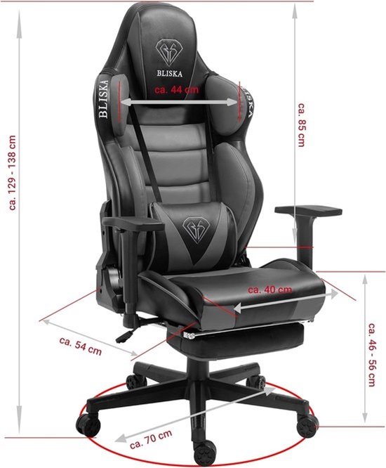 Gamingstoel - Racer-bureaustoel - Verstelbaar zitcomfort - 2D-armleuningen - Tot 120 kg - Donkergrijs/lichtgrijs — afbeelding 2
