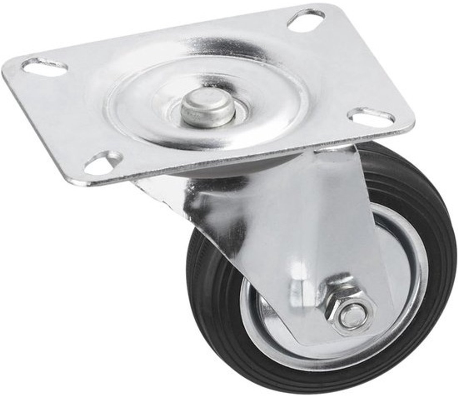 Zwenkwiel met plaat - Meubeltransportwiel - Voor zware lasten - Massief rubber met zacht loopvlak - 80 mm diameter, 104x80